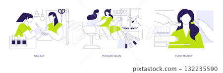 Beauty salon isolated cartoon vector illustrations se 132235590