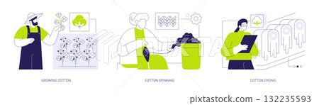 Cotton farm isolated cartoon vector illustrations se 132235593