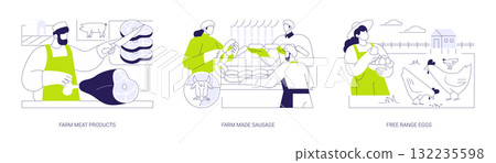 Farm products isolated cartoon vector illustrations se Farm products isolated cartoon vector illustrations se 132235598