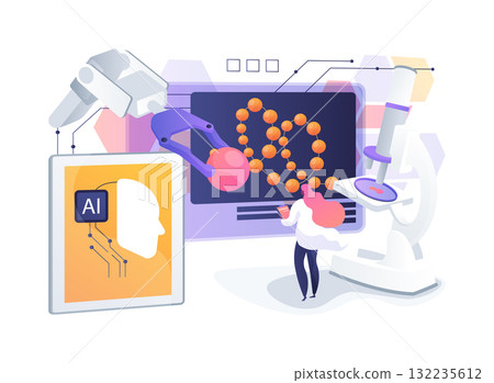 AI-Intelligent AI-Powered Alternative Protein Design abstract concept vector illustration. 132235612