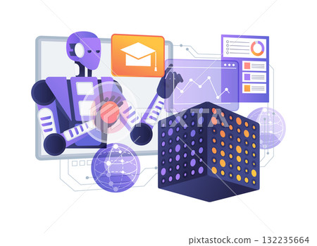 AI-Smart Assisted Quantum Machine Model Training abstract concept vector illustration. 132235664