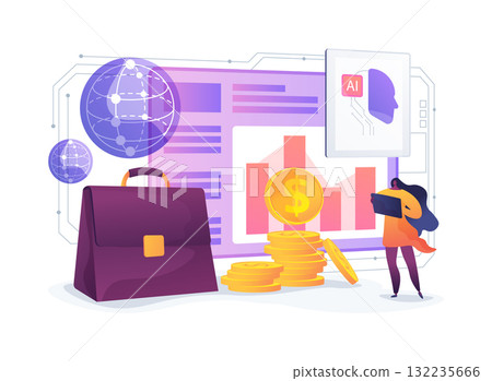 AI-Automated Quantum Finance Portfolio Analysis abstract concept vector illustration. 132235666