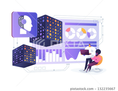 AI-Predictive AI-Enabled Quantum Compiler Optimization abstract concept vector illustration. 132235667