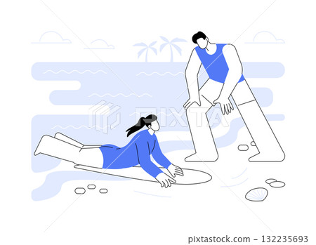 Surf instructor isolated cartoon vector illustrations. Surf instructor isolated cartoon vector illustrations. 132235693