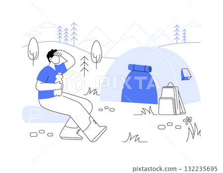 Camping site isolated cartoon vector illustrations. 132235695