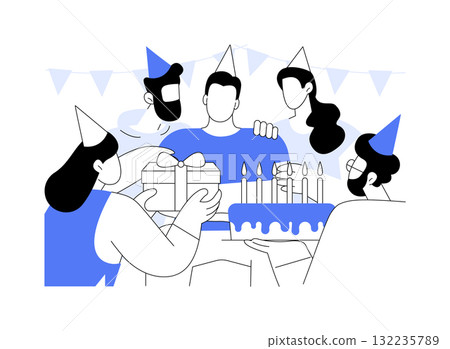 Celebrating with friends isolated cartoon vector illustrations. 132235789