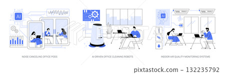 AI-Powered Solutions for Modern Workspaces abstract concept vector illustrations. AI-Powered Solutions for Modern Workspaces abstract concept vector illustrations. 132235792