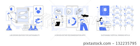 AI and Innovation for Sustainable Nutrition abstract concept vector illustrations. 132235795