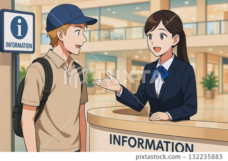 商場問訊處引導外國遊客的女工作人員 132235883