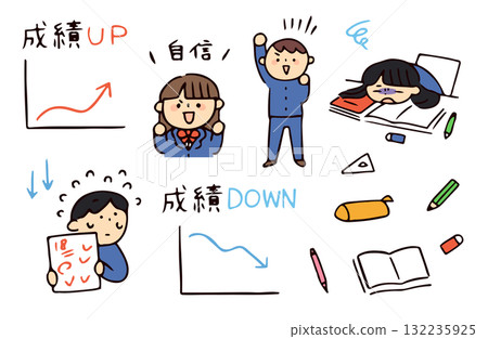 Student and study illustration set 132235925