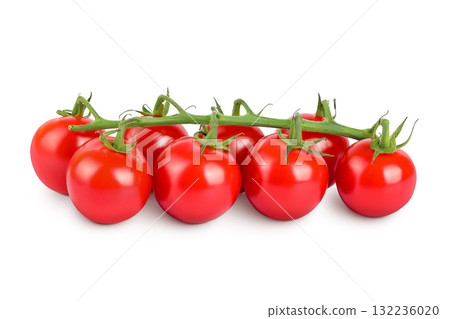Cherry tomato bunch closeup isolated on white background 132236020