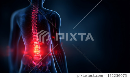 強調從肩部到腰部的脊椎的人體影像 132236073