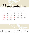 Stylish monthly calendar for September 2026 (Sunday start) 132236117