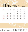 Stylish monthly calendar for October 2026 (Sunday start) 132236118