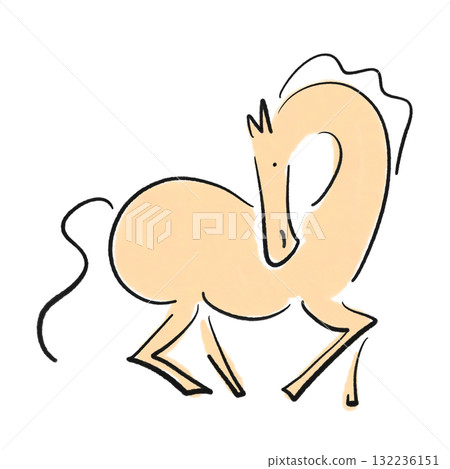 Stylish ink painting of a horse 2026 New Year's material 132236151