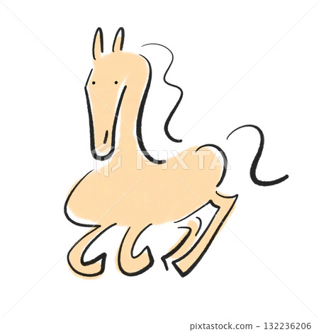 Stylish sumi-e horse running 2026 New Year's material Stylish sumi-e horse running 2026 New Year's material 132236206