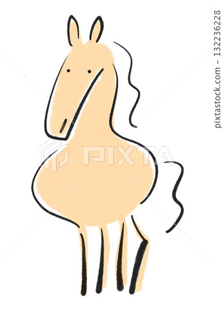 Stylish ink painting of a horse, front view, 2026 New Year's material 132236228