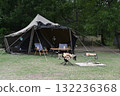 Outdoor chairs prepared for camping 132236368