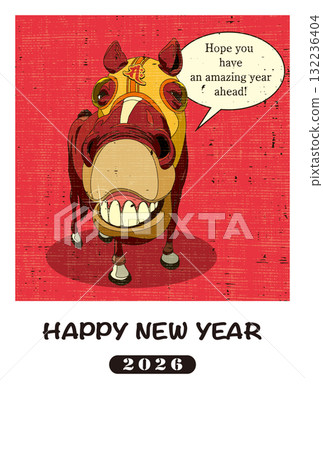 2026 New Year's Card Template "Lithograph-style Design" Happy New Year with space for handwriting 2026 New Year's Card Template "Lithograph-style Design" Happy New Year with space for handwriting 132236404