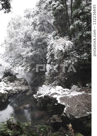 River view on a cold, snowy day River view on a cold, snowy day 132236695