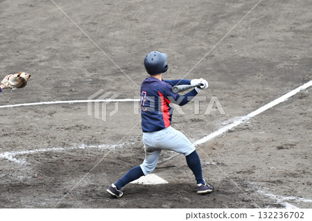 Batter hitting the ball Batter hitting the ball 132236702