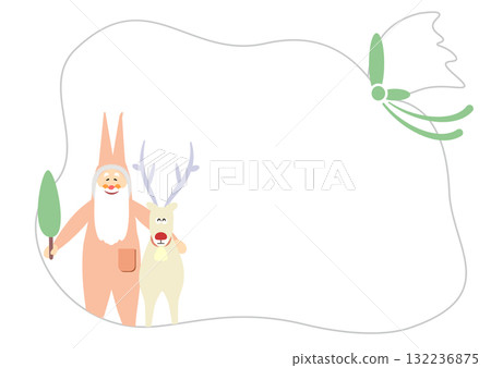 禮物留言卡框架背景插圖商場聖誕老人和馴鹿 132236875