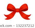 Red bow, gift ribbons. Hand drawn trendy flat style. 132237212