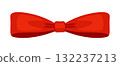 Red bow, gift ribbons. Hand drawn trendy flat style. 132237213