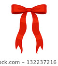 Red bow, gift ribbons. Hand drawn trendy flat style. 132237216