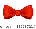 Red bow, gift ribbons. Hand drawn trendy flat style. 132237218