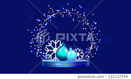 Festive Luxury Holiday podium Christmas New Year. Postcard banner design. For festive marketing ads web banner and seasonal event promotion. Vector illustration. Festive Luxury Holiday podium Christmas New Year. Postcard banner design. For festive marketing ads web banner and seasonal event promotion. Vector illustration. 132237244
