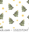 Seamless Christmas pattern with retro tree shaped ornaments and golden dots 132237247
