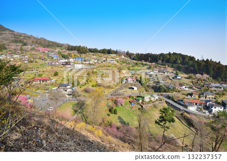花桃村、早春里山、瞭望台眺望、東秩父村 132237357