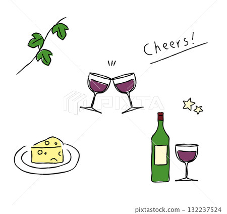 時尚葡萄酒插畫素材集 時尚葡萄酒插畫素材集 132237524