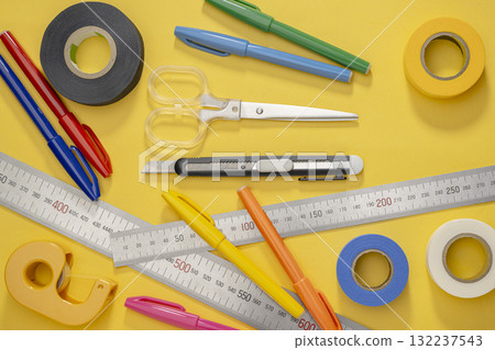 Cutter, scissors, ruler Cutter, scissors, ruler 132237543