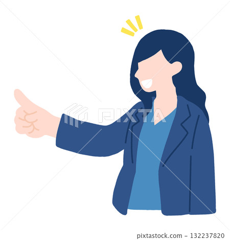 一位女商人指著側面的平面插圖 132237820