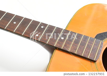 brown wood acoustic guitar isolated on white background 132237931