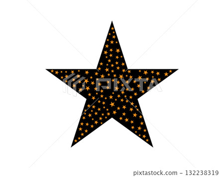 Black Star with Orange Stars Pattern Design. 132238319