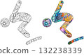Diving icon for coloring. Olympic sport. Abstract hand drawing. 132238339