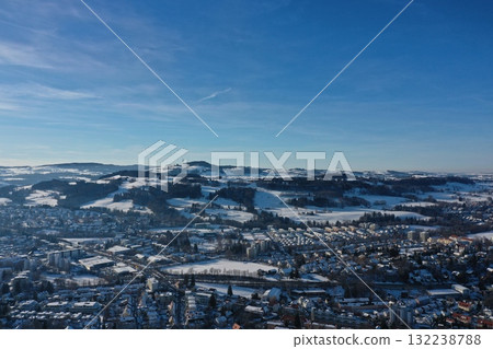 City Winter Snow Aerial Bavaria 132238788