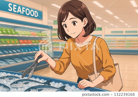 Woman choosing at the fish counter 132239168