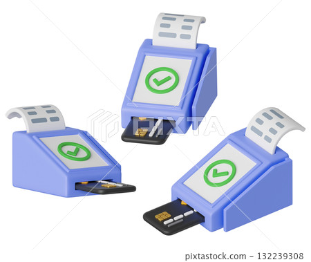 cartoon style Payment Terminal card reader 3D graphic cartoon style Payment Terminal card reader 3D graphic 132239308