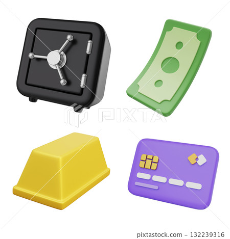 cartoon style finance 3D icon Set 132239316