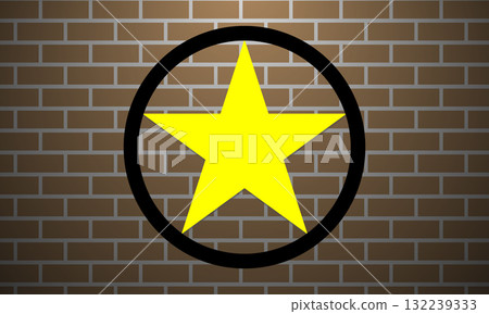Texas Star Icon on a Brick Wall Background. Texas Star Icon on a Brick Wall Background. 132239333