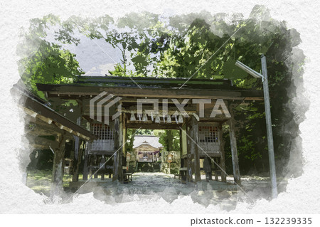 鳥取縣鳥取市隨神門漾野勝屋神社水彩畫 132239335