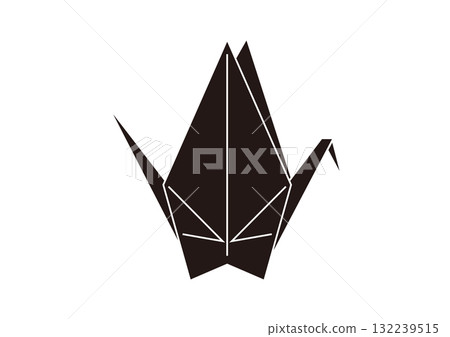 Illustration material of origami crane (black) 132239515