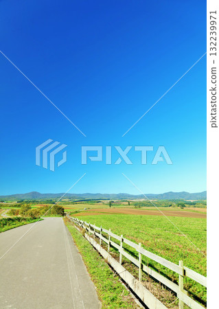 Hokkaido summer blue sky and Biei landscape Hokkaido summer blue sky and Biei landscape 132239971