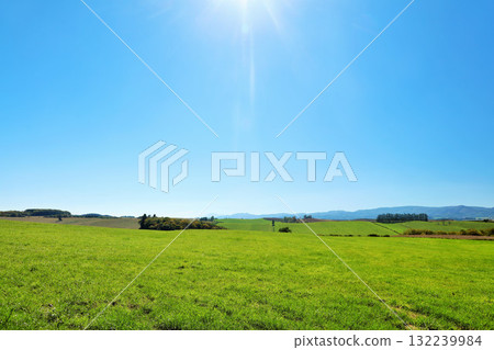 北海道夏天藍天和Biei風景 132239984