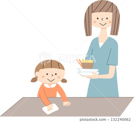 家長和孩子飯後清理 家長和孩子飯後清理 132240062