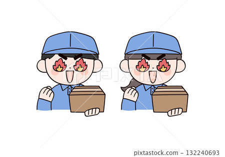Two highly motivated delivery men and women Two highly motivated delivery men and women 132240693